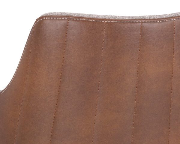 Sunpan Griffin Dining Armchair - Modern Comfort Meets Stylish Design for Any Space with Durable Iron Legs November Grey / Bravo Cognac