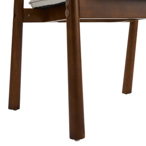 English Elm Modern Rubberwood Dining Chair Set Sculptural Curved Back Upholstered Seat Walnut Frame Beige,Walnut N768P391165W