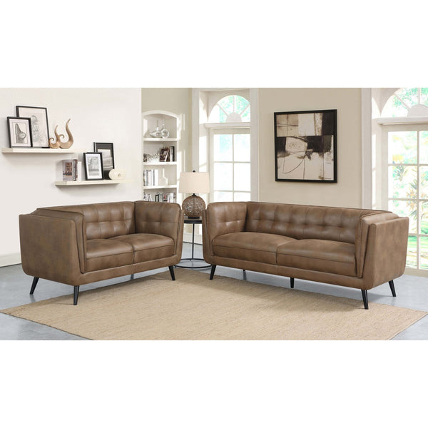 English Elm Maximillion Brown Mid-Century Modern 2-Piece Living Room Set With Luxe Upholstery & Stylish Design B062S01203
