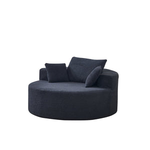 English Elm 55"l Teddy Fleece Round Chaise Chair Plush Foam Seating for Modern Living Rooms Black W1669P368466