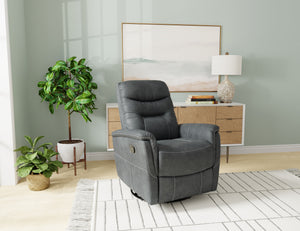 English Elm Wallace & Bay - Gray Swivel Gliding Recliner – Charcoal Fabric Accent Chair with Easy-Care Upholstery, Modern Comfort B361P384414