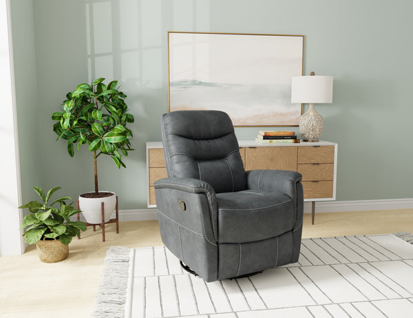 English Elm Wallace & Bay - Gray Swivel Gliding Recliner – Charcoal Fabric Accent Chair with Easy-Care Upholstery, Modern Comfort B361P384414