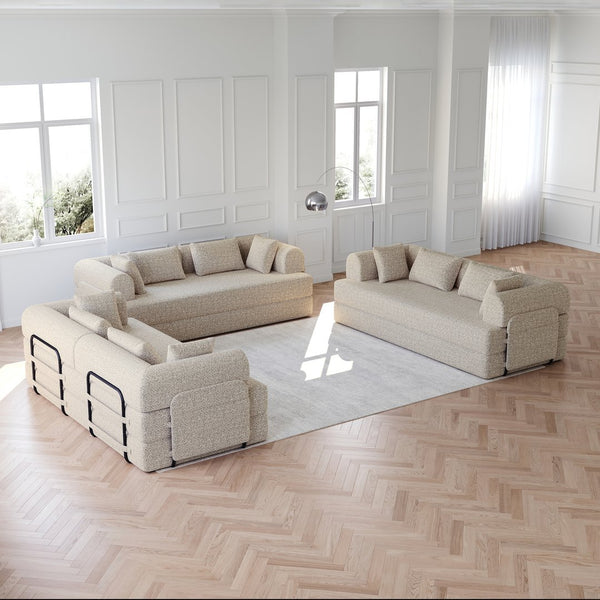 English Elm 78.7-Inch Convertible Sleeper Sofa Bed – Versatile Chenille Couch With Storage Pocket & Pillow Comfort W834S00535