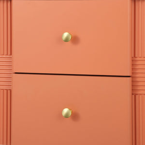 English Elm Christopher Knight Home® - Modern Fluted Nightstand with Two Drawers and Gold Legs, Sleek Textured Bedside Table for Stylish Storage and Easy Cleaning Orange 23 L x 18 W x 18 H N761P285710G