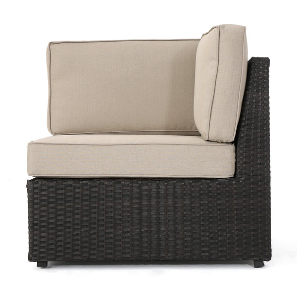 English Elm Christopher Knight Home® - SANTA SANTA CRUZ Corner & Table Set — PE Rattan Patio Sofa with Water-Resistant Cushions, No Assembly Required Dark Brown 52977.00SETIRN