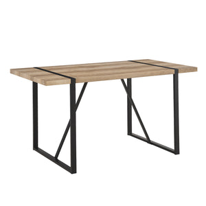 English Elm 55" Rustic Industrial Dining Table with 1.5" Engineered MDF Top, Black Metal Legs, Seats 4-6 W3732P369082