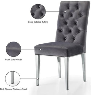 English Elm Modern Velvet Dining Chair Set Of 2 – Glamorous Tufted Design With Chrome Legs For Chic Spaces B011P353088
