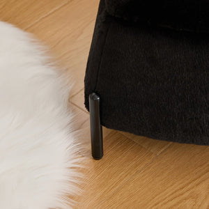 English Elm 29.9"Wide Faux Fur Storage Ottoman Set with Reversible Lid, Metal Legs, Foam Seat, 275lb Capacity Black W3098P296987