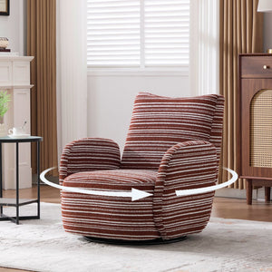 English Elm Modern Boucle 360° Swivel Leisure Chair with High‑Resilience Sponge, Supportive Curve, 550lb Capacity Red W395P355443