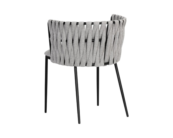 Sunpan SARAI Dining Armchair - Modern Woven Backrest, Heather Grey Upholstery & Durable Steel Frame 106187
