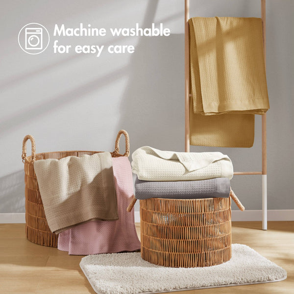 English Elm 1-piece King Cotton Woven Blanket Oeko-tex Certified Lightweight Layering Bedding B035P408329