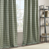 Madison Park Anaheim Casual Plaid Faux Leather Tab Top Curtain Panel with Fleece Lining MP40-8297 Green