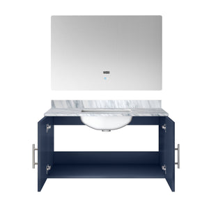 English Elm Navy Blue Bath Vanity With Carrara Marble Top & 36" Led Mirror - Stylish Storage & Easy Setup! B2731S00758
