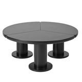 English Elm Φ39.4'' Easy Assembly Round Petal-Shaped Coffee Table, Cream Style Center Table With 3 Thick Legs, Minimalist Irregular End Table With Sleek Round Edges For Living Room, Black