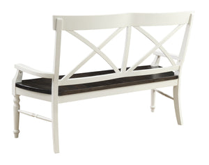 English Elm Wallace & Bay - Wallace Mountina Brown & White Bench — Solid Wood Country-Style 59" Seat, Dark Mocha & Antique White Finish B2709P212384