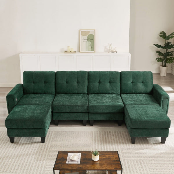 English Elm Swivel Barrel Accent Chair Chenille Tufted Round Club Seat for Living Room Lounge Green N719S002250F