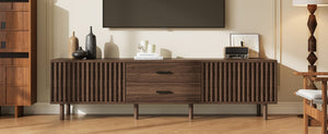 English Elm 70inch Rattan Door Media Console with Iron Legs Natural Wood Finish Living Room N710P429516Q