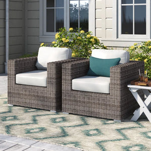 English Elm Grade Club Fully Assembled Patio Chair Set with Sunbrella Cushions, All-Weather Wicker, 600lb Capacity B120S00019