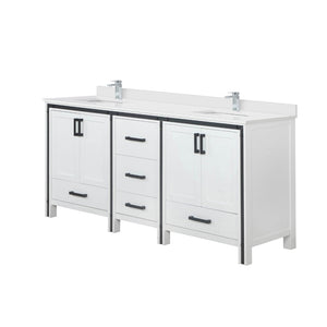 English Elm White Double Bath Vanity 72" W With Cultured Marble Top & Chrome Faucet - Stylish Storage Solution! B2731P260634-GIGA