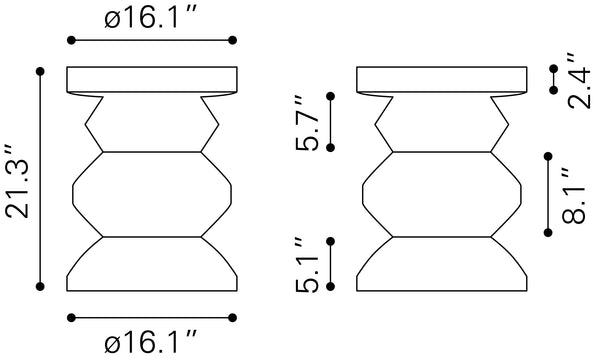 Kerala Side Table Brown 109772 Zuo Modern