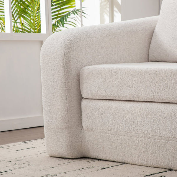 English Elm 2-piece Chenille Cloud Floor Sofa Set Convertible Sleeper Lounge for Apartment Bedroom Dorm Ivory W3118S00029