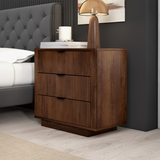 Ashcroft Furniture Vintage Design Lola Walnut Nightstand - 3-Drawer Solid Wood, Elegant - 15.70 x 31.00 x 28.30