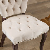 English Elm French Vintage Tufted Upholstered Fabric Dining Chair,Set Of 2,Beige,Sw1869Bg