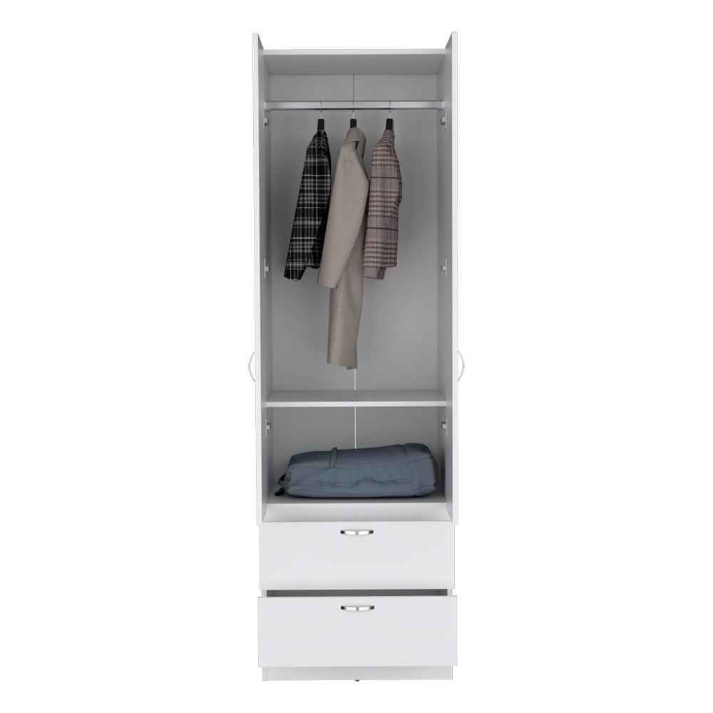 English Elm Armoire Marlton White Bedroom Closet Cabinet with Hanging Rod, Shelf & 2 Drawers for Organized Storage B092P191175