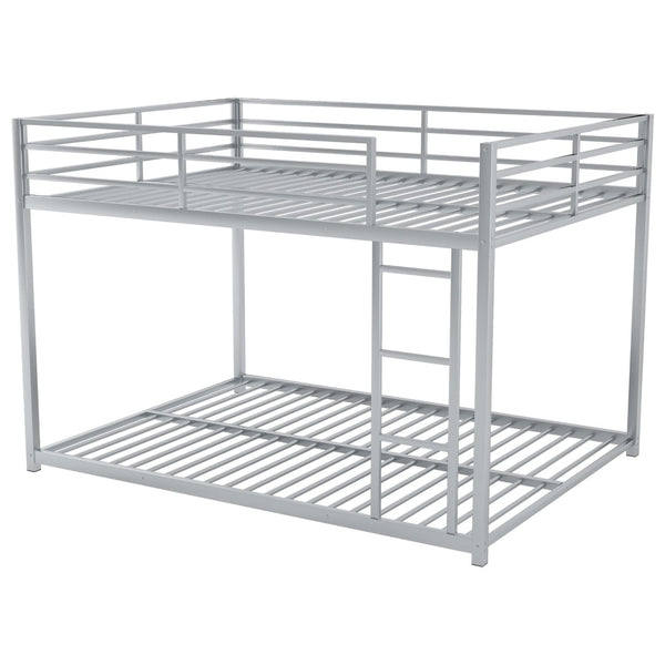 English Elm Full Over Low Profile Steel Bunk Bed with Guardrail and Integrated Ladder MF285536AAN