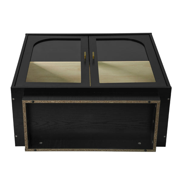 English Elm Storage Cabinet Sleek Acrylic Door with Gold Handle, Non-Slip Feet, Anti-Tip Locks, Compact Dimensions Black W688127148