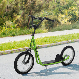 English Elm Aosom Youth Kick Scooter Steel Frame Inflatable Wheels Dual Brakes Adjustable Bar Green W2225P217074