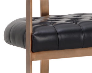 Sunpan Beaumont Ultra Contemporary Dining Armchair with T-Shaped Back and Stylish Tapered Arms Design Antique Brass / Cantina Black