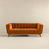 English Elm Ashcroft Furniture - Addison Large Burnt-Orange Velvet Sofa