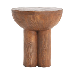 English Elm Christopher Knight Home® - Iris Weatherproof Wood-Grain Round MGO Side Table, Brown — Fireproof, Recyclable, Mid-Century Accent N775P300880B
