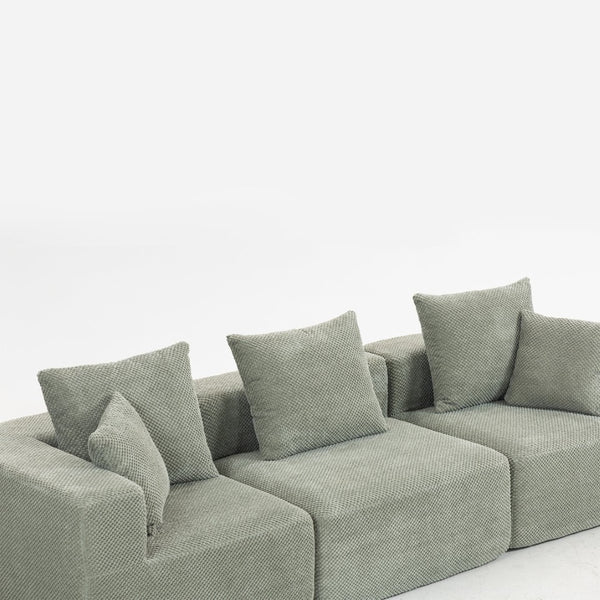 English Elm Modular Low Profile Sectional Sofa Plush Chenille Upholstery for Cozy Living Rooms Light Green W3326S00032
