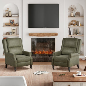 English Elm Faux Leather Pushback Recliner with Ergonomic Lumbar Support for Modern Living Spaces T3623P434282