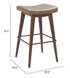 Divat Barstool - Set of 2 Taupe & Walnut 110330 Zuo Modern