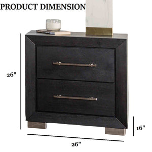 English Elm Contemporary Black Nightstand Chrome Legs Usb Charging Dovetail Drawer Bedroom Storage B2741P433357