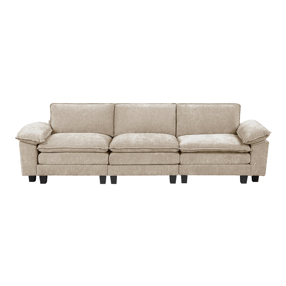 English Elm Modern Sofa Plush Chenille Comfort with High-Density Foam & Pocket Coils, Reversible Cushions, Durable Frame taupe 34.5 L x 29 W x 8.5 H B011S01806