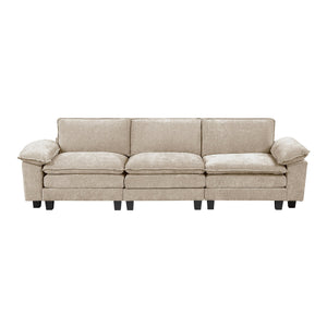 English Elm Modern Sofa Plush Chenille Comfort with High-Density Foam & Pocket Coils, Reversible Cushions, Durable Frame taupe 34.5 L x 29 W x 8.5 H B011S01806