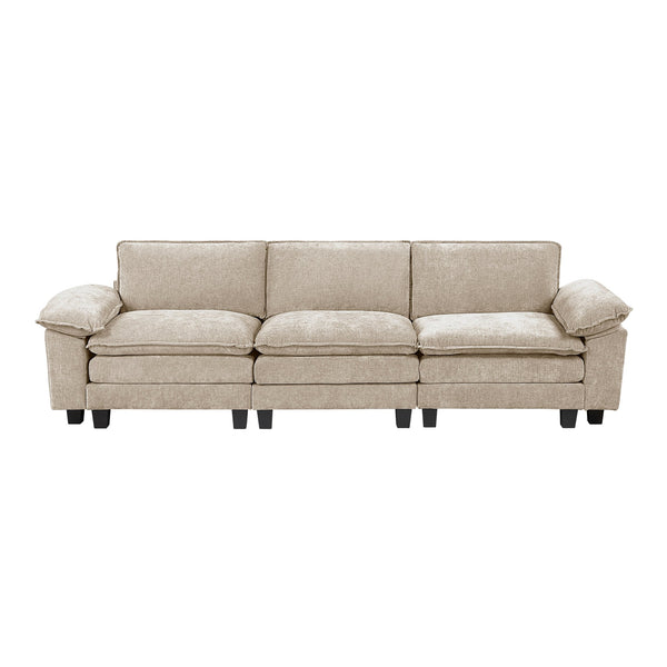 English Elm Modern Sofa Plush Chenille Comfort with High-Density Foam & Pocket Coils, Reversible Cushions, Durable Frame taupe 34.5 L x 29 W x 8.5 H B011S01806