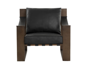 Sunpan Berke Lounge Chair - Modern Design With Soft Charcoal Leather Cushions And Bold Iron Frame Black Leather 112076