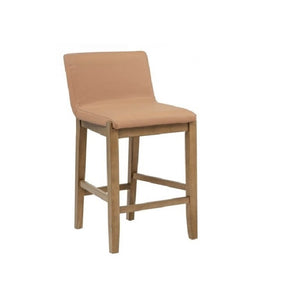 English Elm Solid Wire-brushed Wood Counter Stools Set of 2 with Flax Cushion for Kitchen Island B011P474550