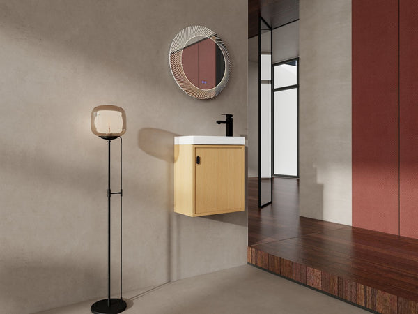English Elm 18.5" Stylish Wall-Mounted Bathroom Vanity With Durable Resin Sink, Soft-Close Door, Space-Saving Design W1972P362138