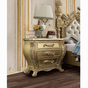 English Elm Gold 3-Drawer Nightstand with Felt-Lined Drawers, Dovetail Construction & Smooth Metal Glides, Elegant Gold Finish for Bedroom Storage and Delicate Item Protection B062P215397