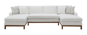 English Elm Valiant Ivory Chenille Sectional Sofa with Pocket Coil Seating, 4 High-Density Foam Pillows B2726S00265