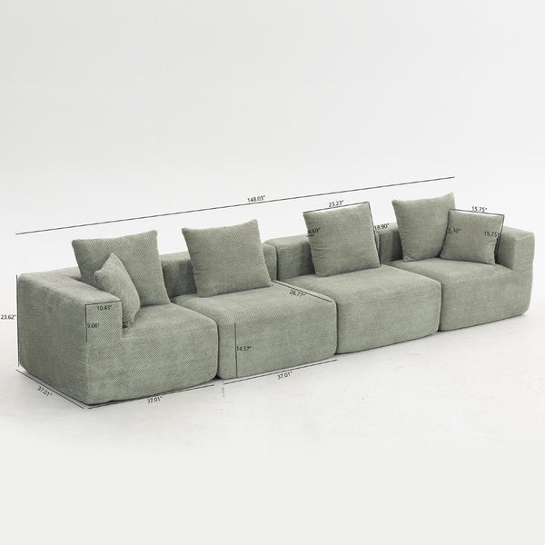English Elm Modular Low Profile Sectional Sofa Plush Chenille Upholstery for Cozy Living Rooms W3326S00033