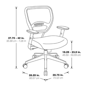 OSP Home Furnishings Professional Airgrid Mesh Back Manager Chair with Lumbar Support and Bonded Leather Seat 5700E