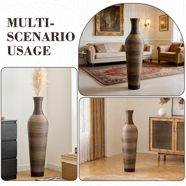 English Elm 39.4" Handcrafted Pvc Floor Vase Textured Brown Gradient Boho Entryway Accent W2796P446192