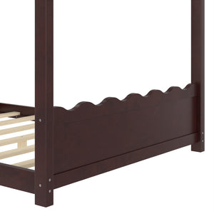 English Elm Twin House Frame Floor Bed Solid Pine Kids Room Montessori Low Profile Play Nook Espresso W1580P387842